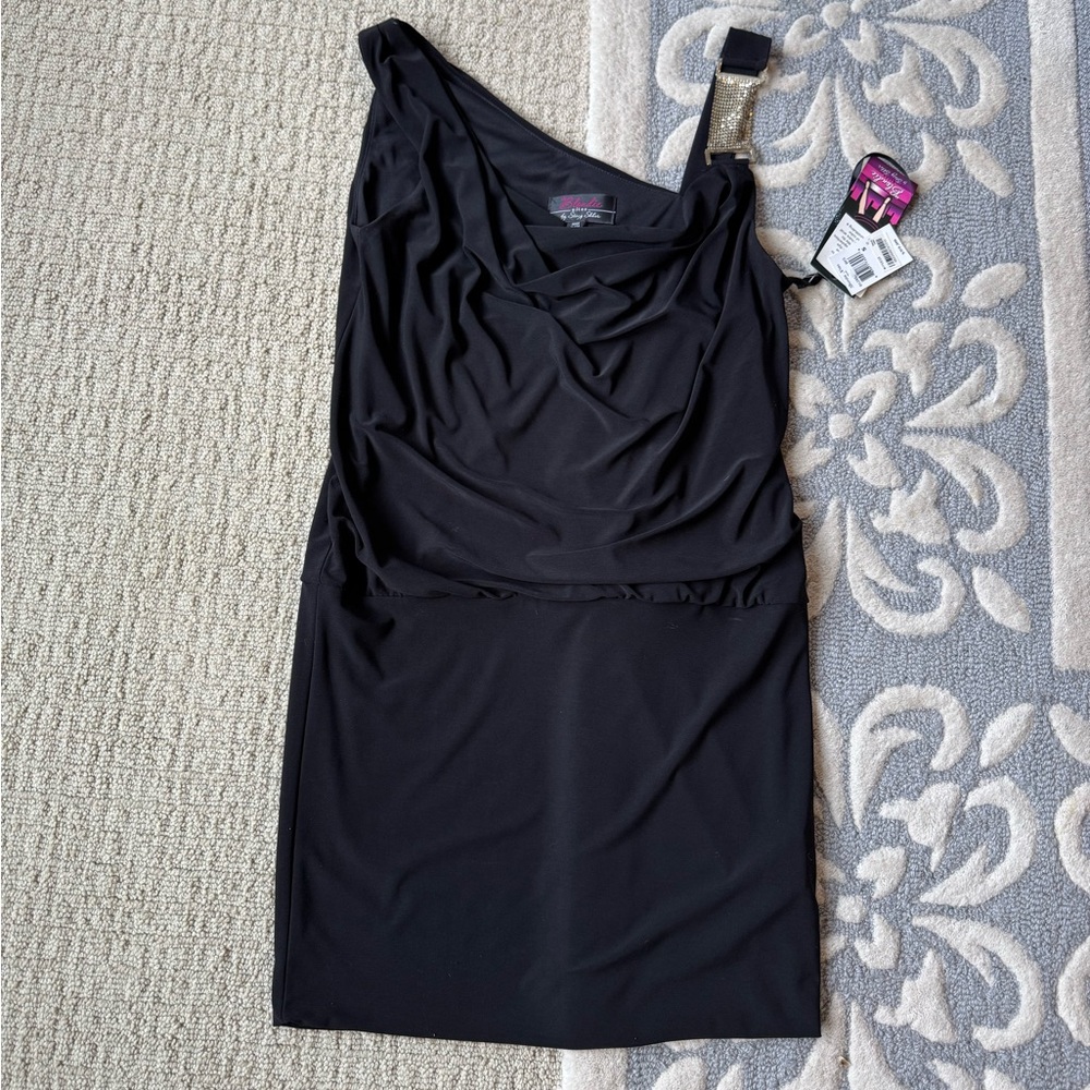 Black One-Shoulder embellished Dress
